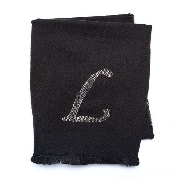 ❄️ Black Glitzy ‘L’ Scarf with Fringe, NWT - Picture 2 of 4